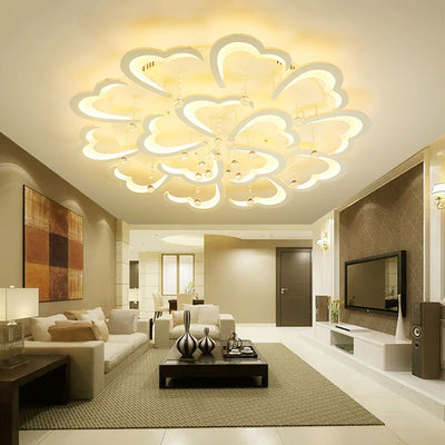 Modern Minimalist Petal Hardware Acrylic Crystal LED Semi-Flush Mount Ceiling Light For Living Room