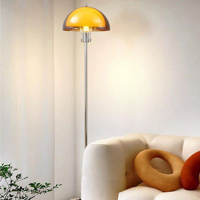 Modern Simplicity Half Round Long Acrylic Iron 1-Light Standing Floor Lamp For Living Room