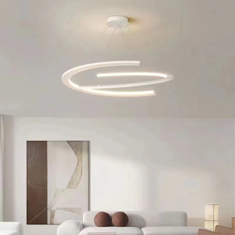 Modern Minimalist Aluminum Silicone Curved Strip LED Chandelier For Living Room