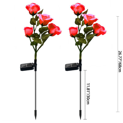 Contemporary Creative Solar Waterproof Rose Stainless Steel ABS LED Landscape Light For Garden