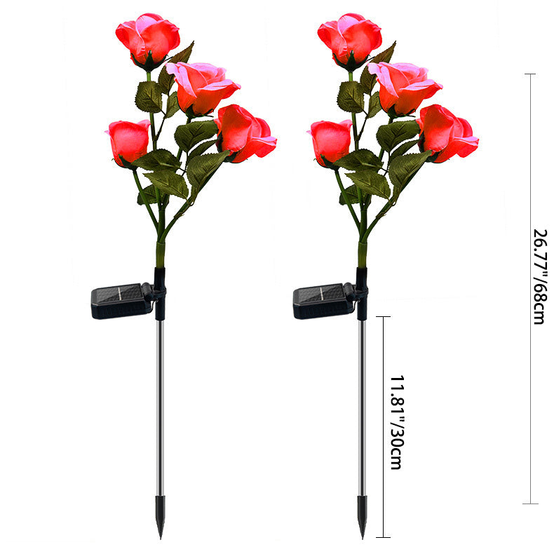 Contemporary Creative Solar Waterproof Rose Stainless Steel ABS LED Landscape Light For Garden