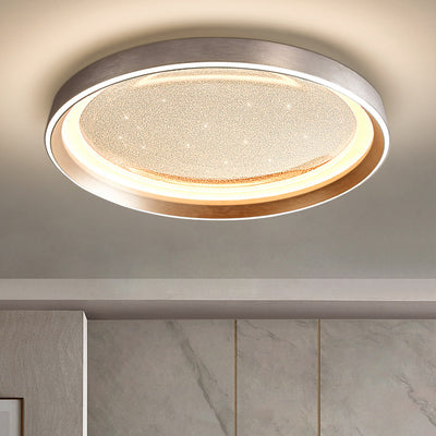 Modern Simplicity Aluminum Acrylic Round Starry Sky LED Flush Mount Ceiling Light For Living Room