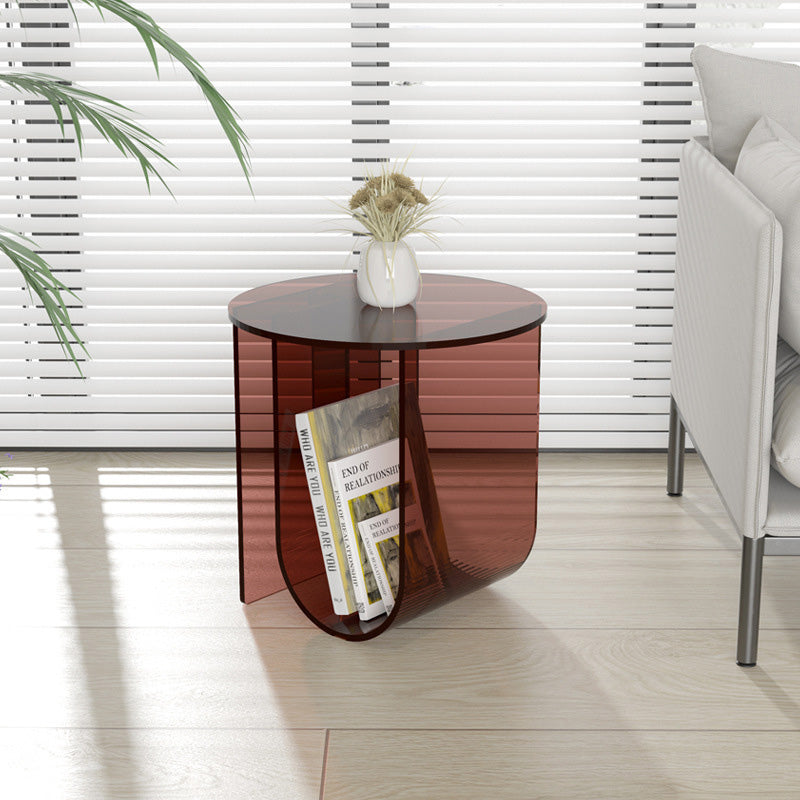 Contemporary Nordic Curved Acrylic End Table Storage For Living Room