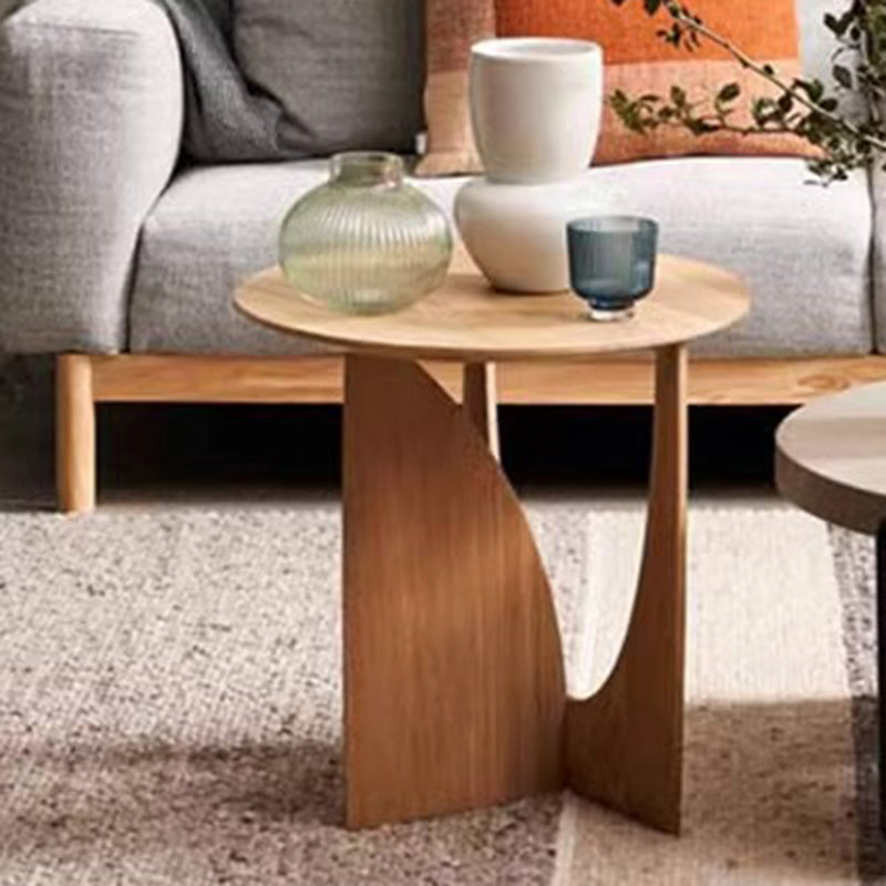 Traditional Japanese Round Wood Coffee Table For Living Room