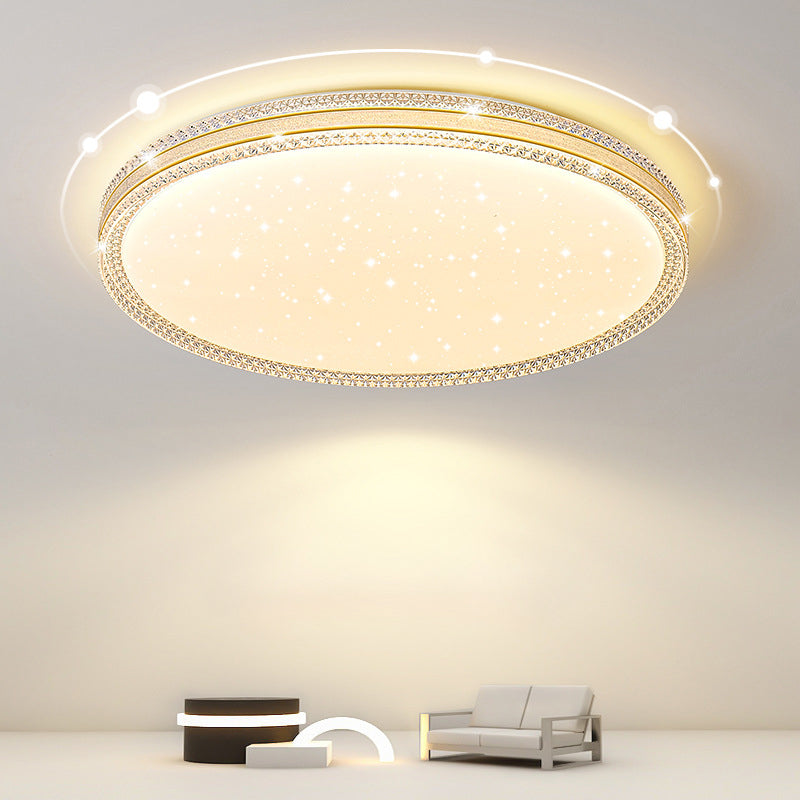 Contemporary Scandinavian Round Square Acrylic Skeleton Border LED Flush Mount Ceiling Light For Living Room