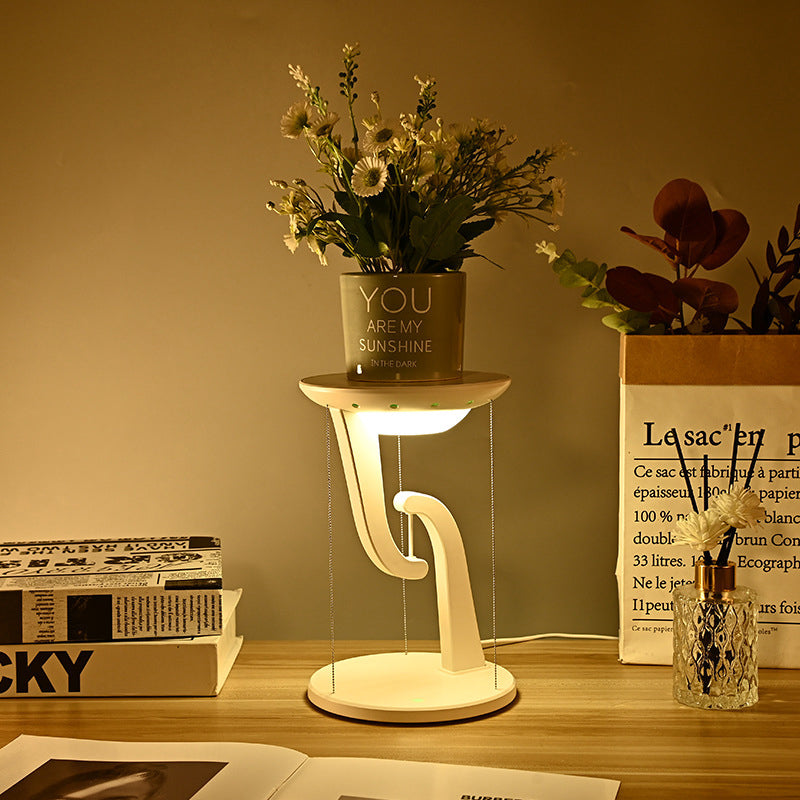 Contemporary Creative Round Suspended Plastic LED Table Lamp For Bedroom