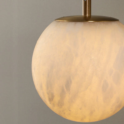 Modern Minimalist Round Ball Copper Stone 1-Light Pendant Light For Living Room