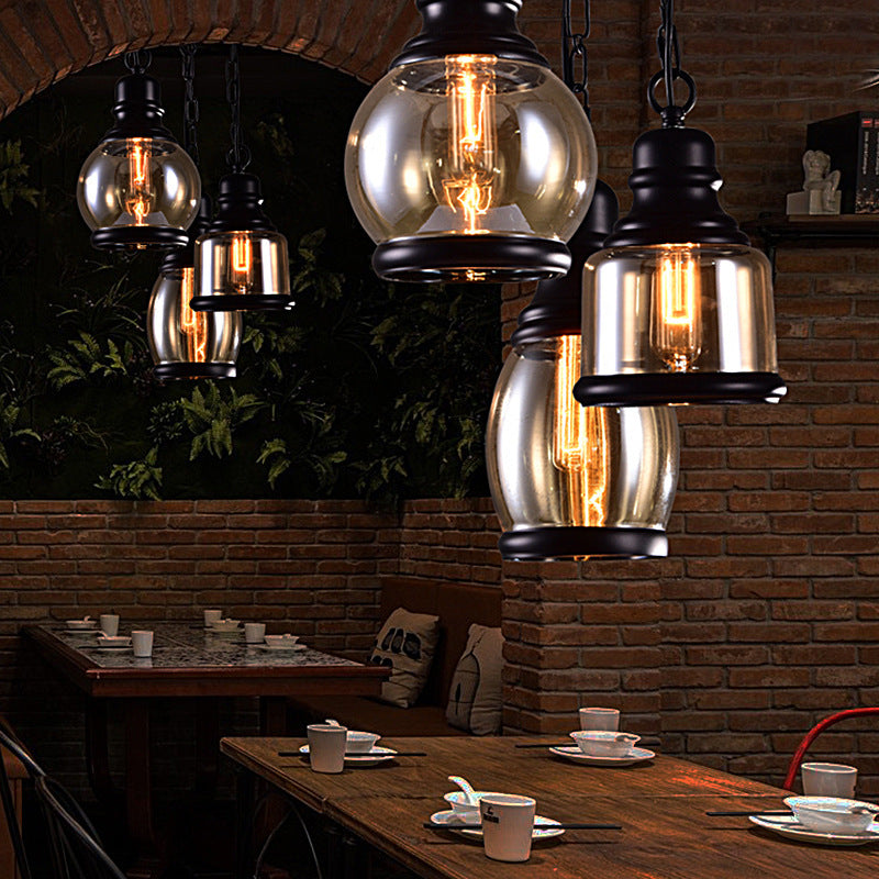 Contemporary Industrial Glass Gourd-Shaped 1-Light Pendant Light For Dining Room