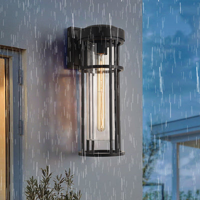 Contemporary Simplicity Aluminum Glass Cylinder 1-Light Outdoor Wall Sconce Lamp For Garden