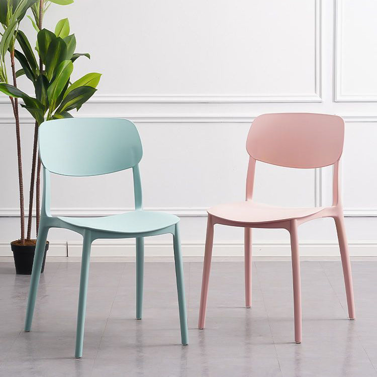 Contemporary Nordic Macaron Plastic Square Stackable Dining Chair Open Back For Dining Room