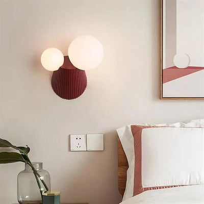 Modern Minimalist Round Table Orb Resin PE 2-Light Wall Sconce Lamp For Bedroom