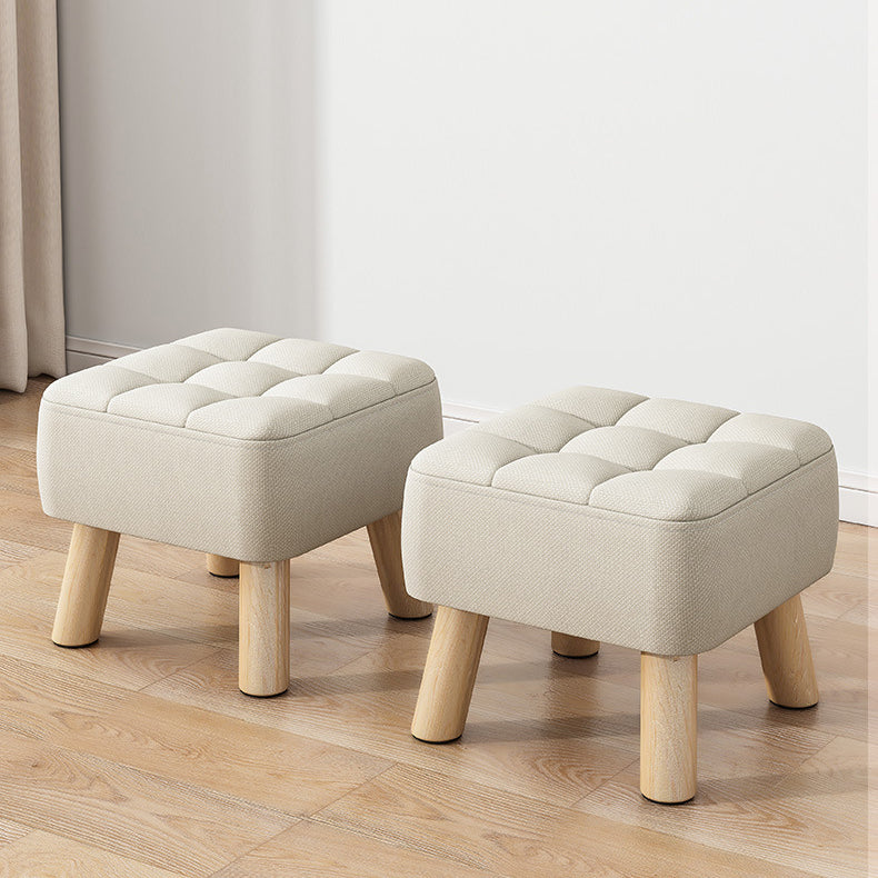 Modern Minimalist Square Fabric Solid Wood Low Stool For Living Room