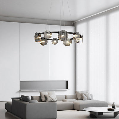 Modern Minimalist Rings Metal Glass LED Chandelier For Living Room