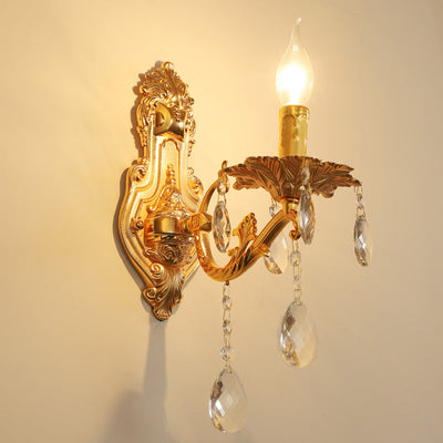 Traditional French Gold Zinc Carved Sconce 1/2 Light Wall Sconce Lamp For Dining Room