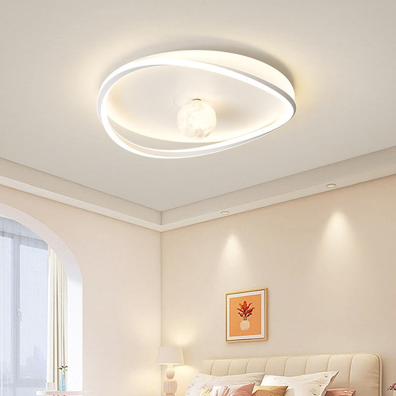 Modern Minimalist Circular Ring Iron Acrylic Aluminum LED Flush Mount Ceiling Light For Bedroom