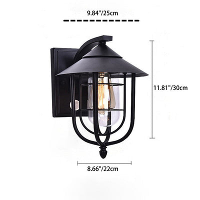 Contemporary Industrial Human Sensing Iron Glass 1-Light Outdoor Wall Sconce Lamp For Garden