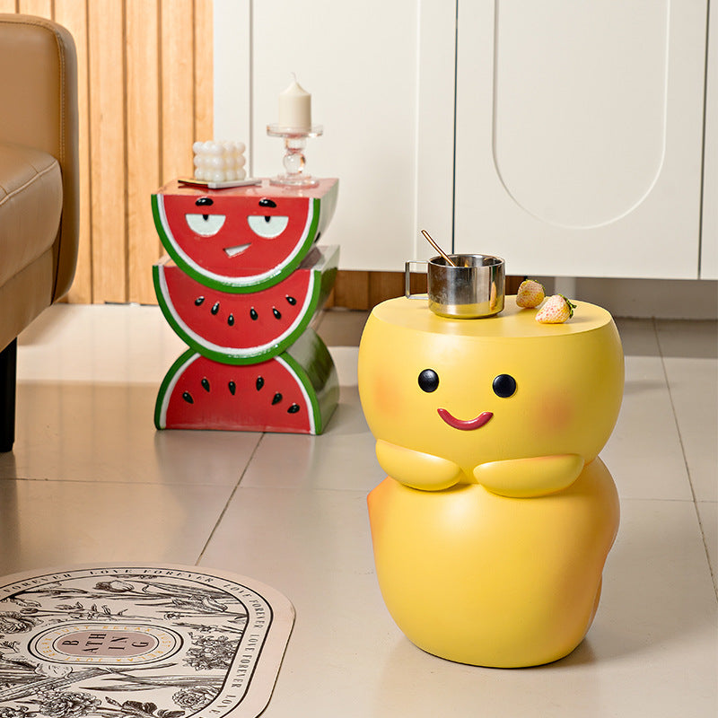 Contemporary Creative Fruit Watermelon Peach Design Resin End Table For Living Room