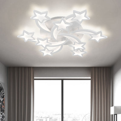 Modern Minimalist Star Hardware Acrylic LED Semi-Flush Mount Ceiling Light For Living Room