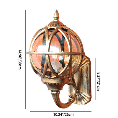 Traditional European Waterproof Ball Aluminium Glass 1-Light Wall Sconce Lamp For Outdoor Patio