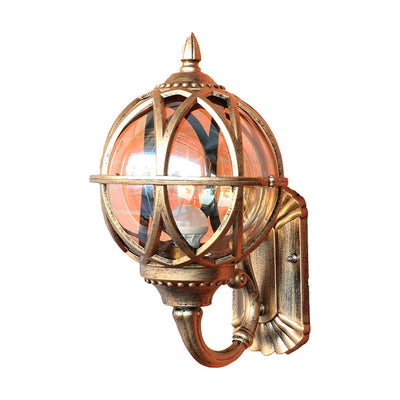 Traditional European Waterproof Ball Aluminium Glass 1-Light Wall Sconce Lamp For Outdoor Patio