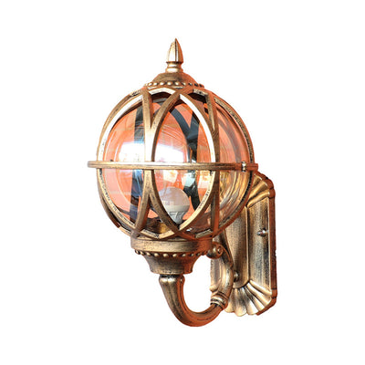 Traditional European Waterproof Ball Aluminium Glass 1-Light Wall Sconce Lamp For Outdoor Patio