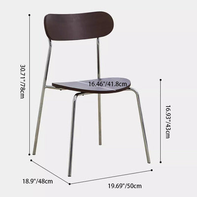 Modern Minimalist Curved Round Solid Wood Iron Plastic Dining Chair Backrest Armless For Dining Room