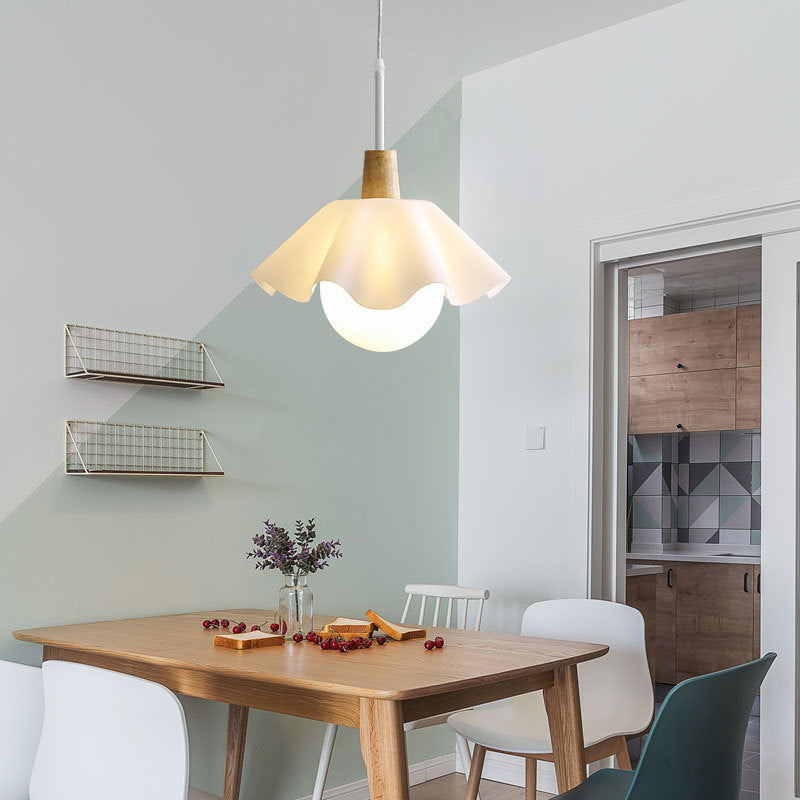 Modern Minimalist Floral Orb Hardware Acrylic 1-Light Pendant Light For Living Room