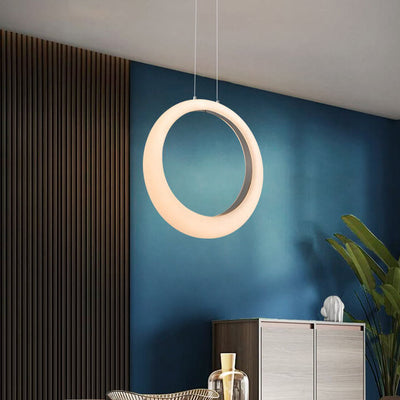 Modern Minimalist PE Circle Moon LED Pendant Light