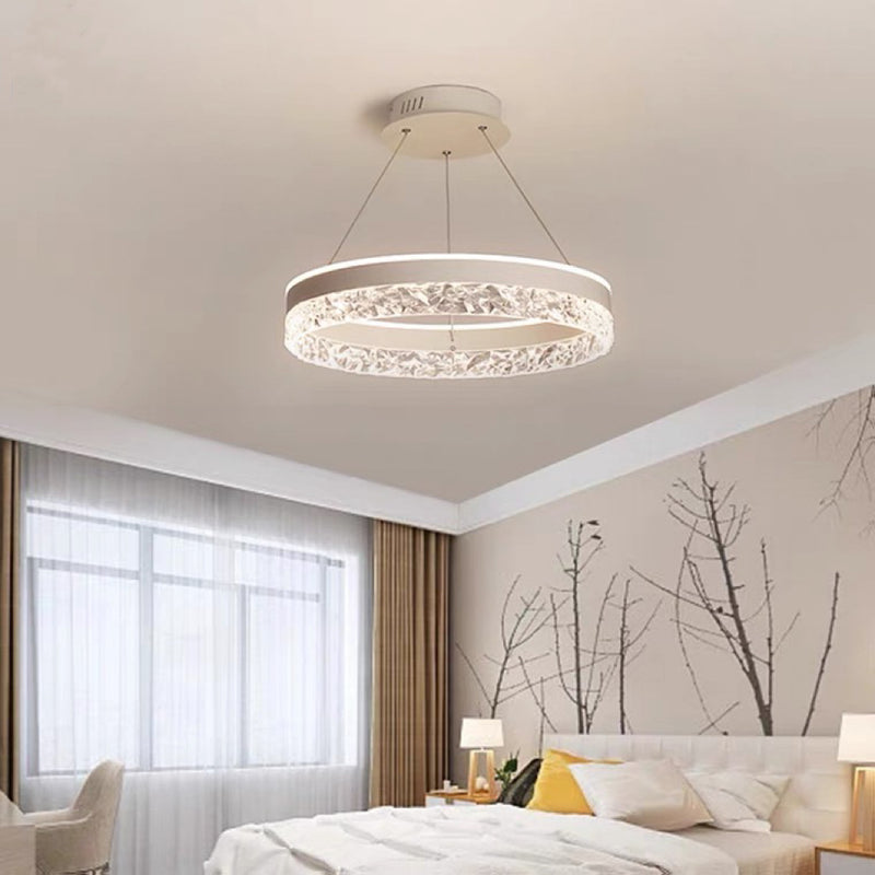 Modern Minimalist Circle Iron Acrylic LED Pendant Light For Bedroom