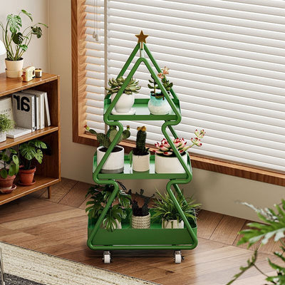 Contemporary Creative Christmas Tree Iron End Table 3-Tier For Living Room