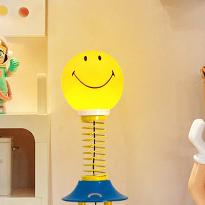 Contemporary Creative Smiley Spring Hardware PVC 1-Light Standing Floor Lamp For Living Room