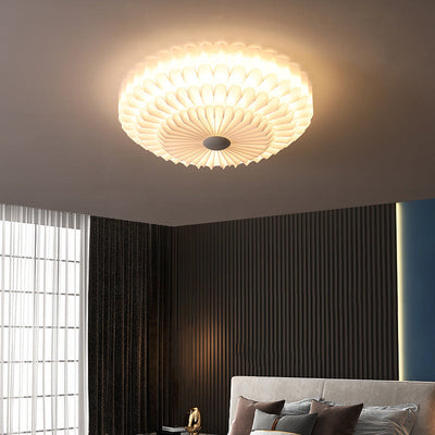 Contemporary Nordic Round Petal Iron Acrylic LED Flush Mount Ceiling Light For Bedroom