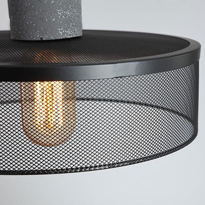 Luminaire suspendu cylindrique industriel contemporain à 1 lumière en fer à ciment conique pour le salon 