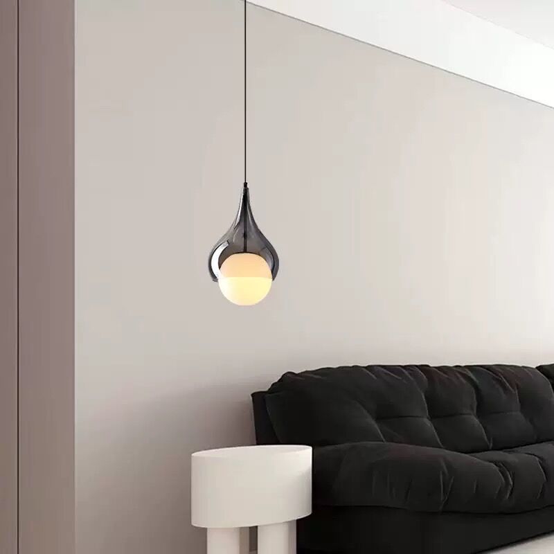 Contemporary Nordic Water Drop Inlaid Glass Globe Shade 1-Light Pendant Light For Living Room