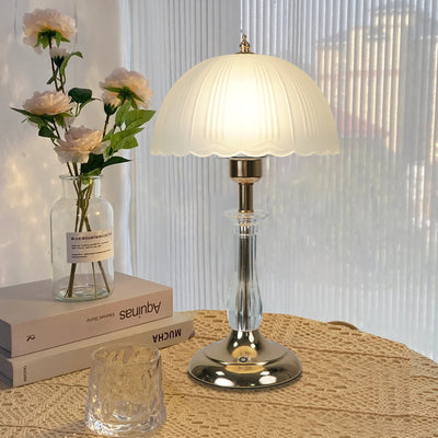 Contemporary Nordic Iron Glass Dome Streak 1-Light Table Lamp For Bedside