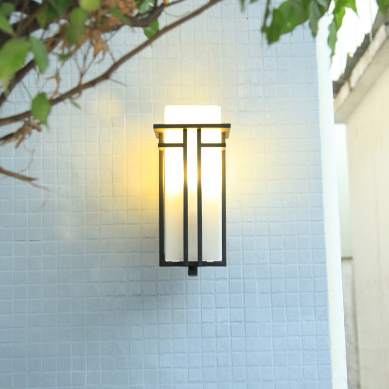 Modern Minimalist Waterproof Rectangular Alloy Glass 1-Light Wall Sconce Lamp For Outdoor Patio