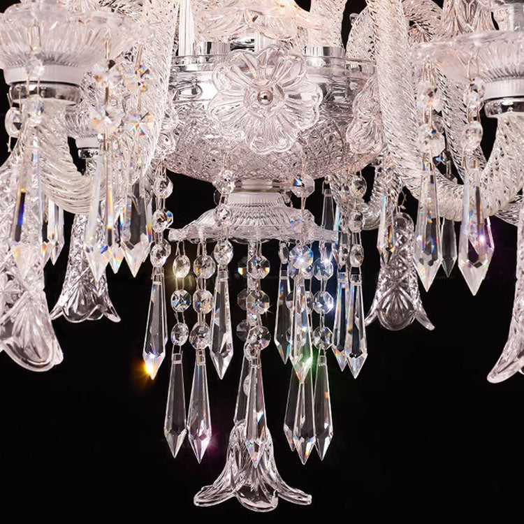 Modern Luxury Lace Candle Hardware Glass Crystal 6/10 Light Chandelier For Living Room