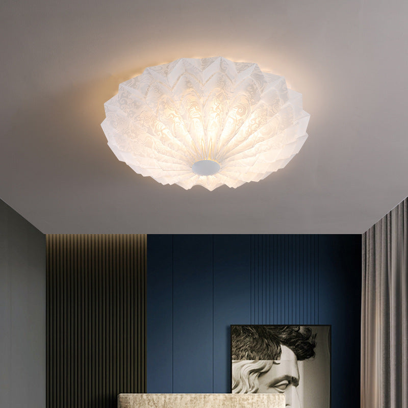 Contemporary Nordic Iron Acrylic Round Printed LED Flush Mount Ceiling Light For Bedroom