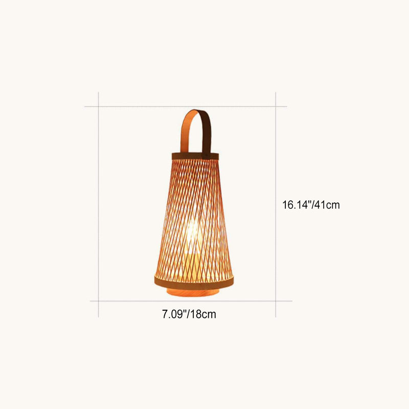 Minimalist Bamboo Weaving Oval Column 1-Light Table Lamp