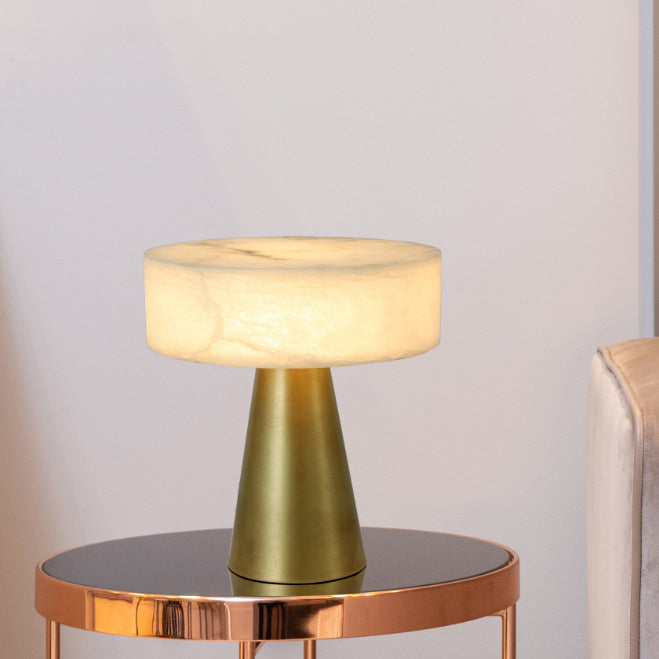 Lampe de table à 1 lumière contemporaine nordique ronde carrée avec base en métal effilée en Lucite pour chambre à coucher 