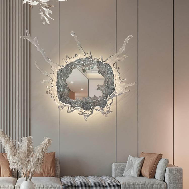 Modern Creative Stainless Steel Acrylic Water Splash Decor LED Wall Sconce Lamp