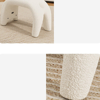 Contemporary Creative Curved Faux Fur Cat Design Vanity Stool Armless For Living Room