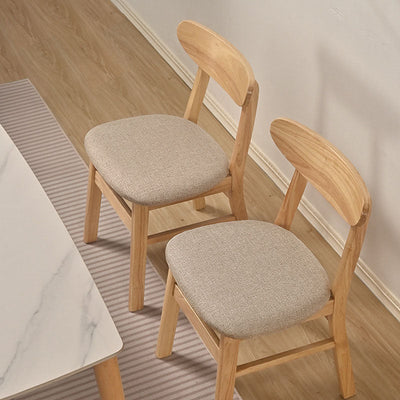 Modern Minimalist Square Bent Backrest Wood Fabric Dining Chair For Dining Room