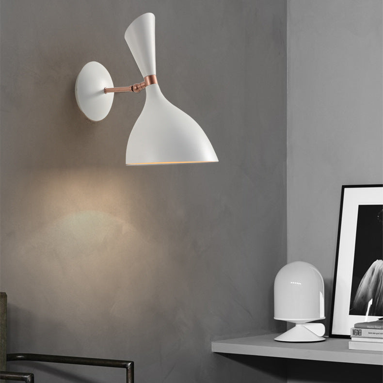 Modern Minimalist Flared Disc Base Iron 1-Light Wall Sconce Lamp For Bedroom