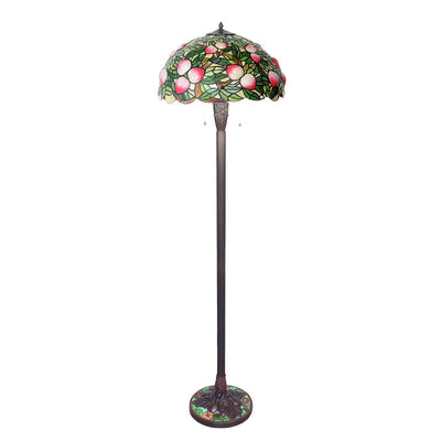 Traditional Tiffany Stained Glass Fairy Peach Hardware Base 3-Light Standing Floor Lamp For Home Office