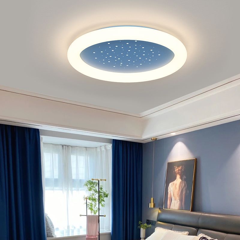 Modern Minimalist Round Full Star Iron Acrylic LED Flush Mount Ceiling Light For Bedroom