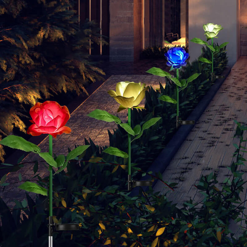 Solar Modern Garden Rose LED Grounding Plug Outdoor Light