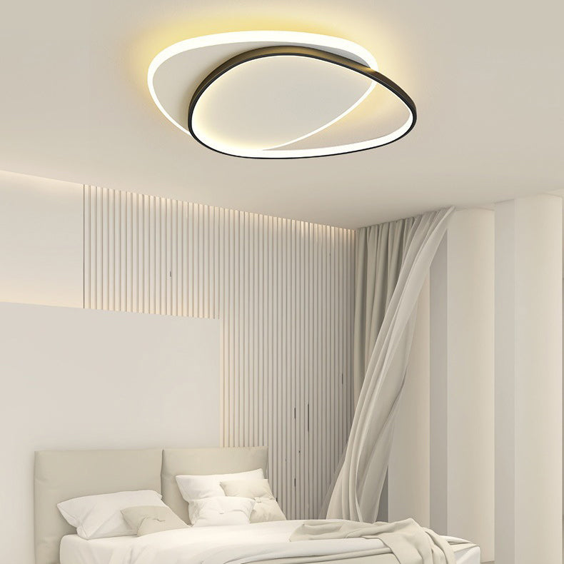 Modern Minimalist Triangle Oval Acrylic Iron LED Flush Mount Ceiling Light For Living Room