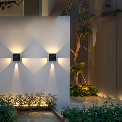 Modern Minimalist Solar Square Striped Aluminum LED Wall Sconce Lamp For Garden