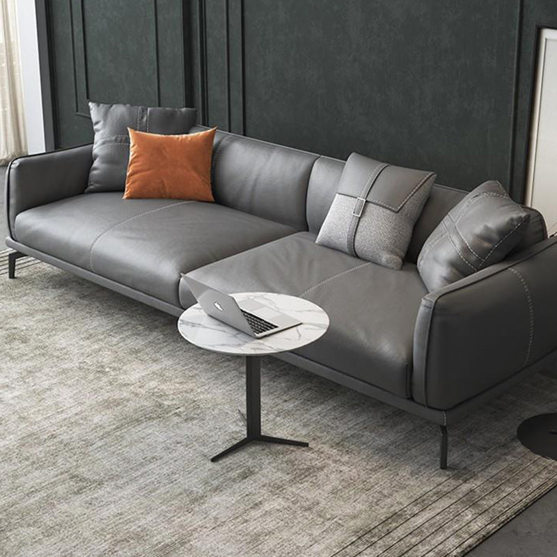 Modern Luxury Round Rock Slab Carbon Steel Coffee Table For Living Room